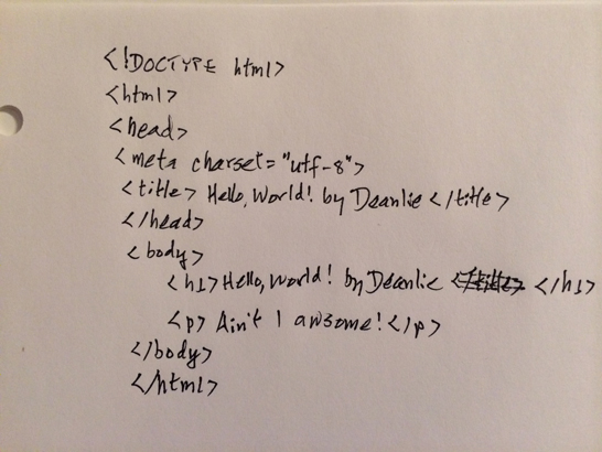 Picture of web handwritten web page